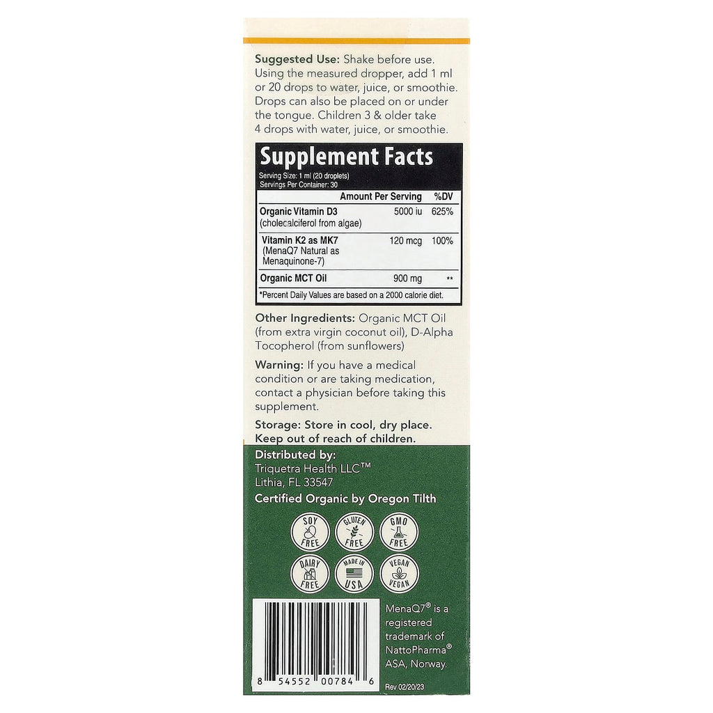 Triquetra Health, Plant-D3® Whole Food D3+ K2, Maximum Strength, 1 fl oz (30 ml)