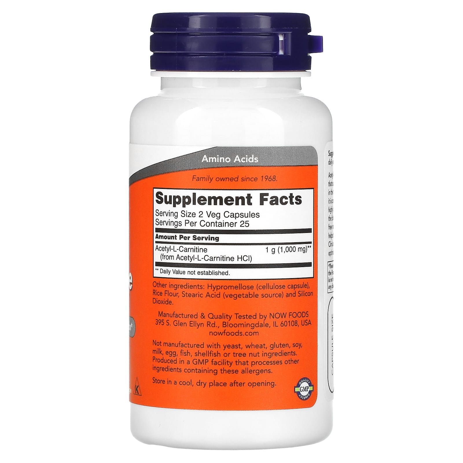 NOW Foods, Acetyl-L- Carnitine, 500 mg, 50 Veg Capsules