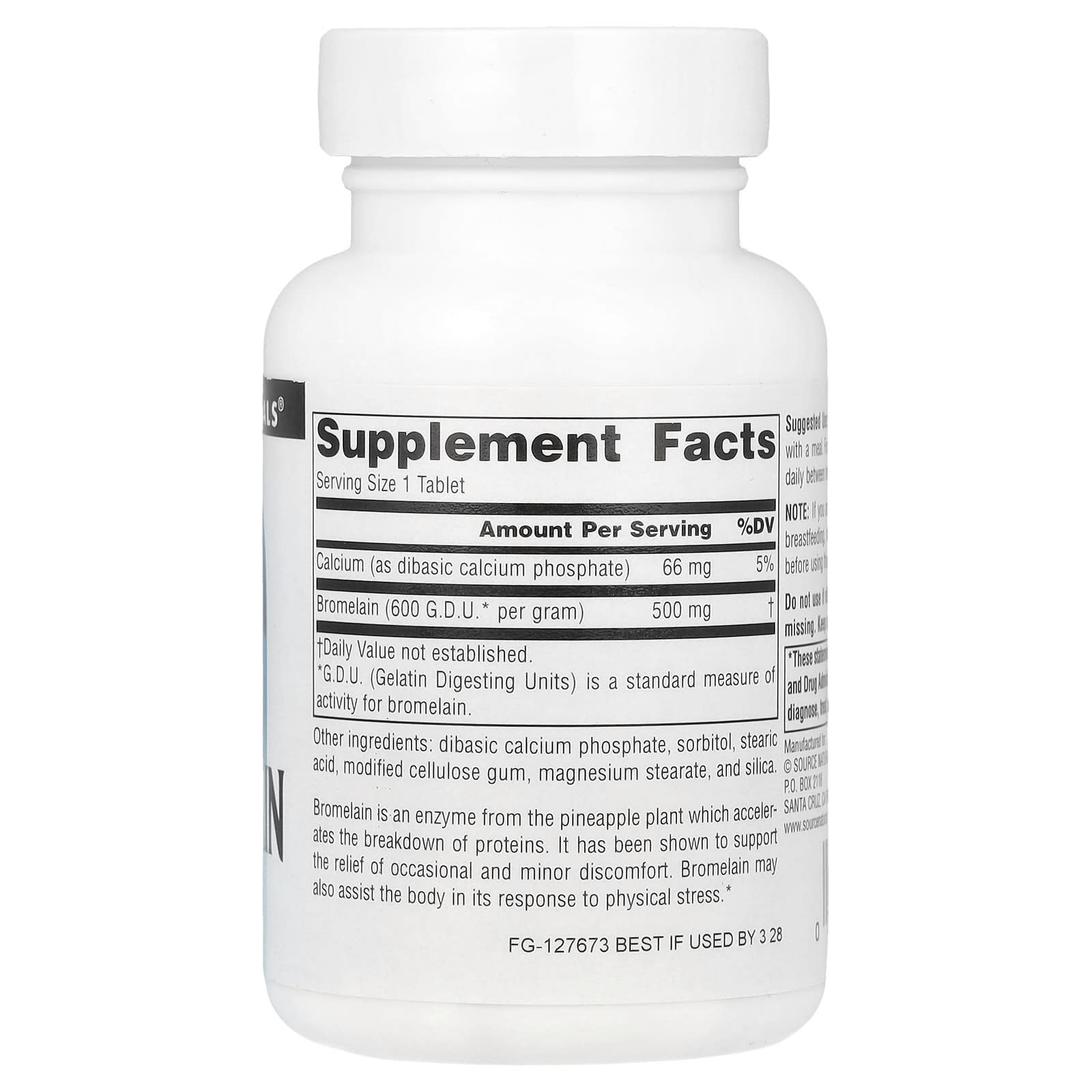 Source Naturals, Bromelain 600 GDU/g, 60 Tablets