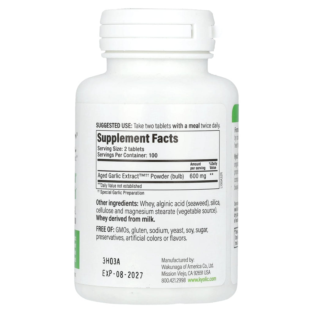 Kyolic, Aged Garlic Extract, Cardiovascular, Original Formula 100, 200 Tablets (300 mg per Tablet)