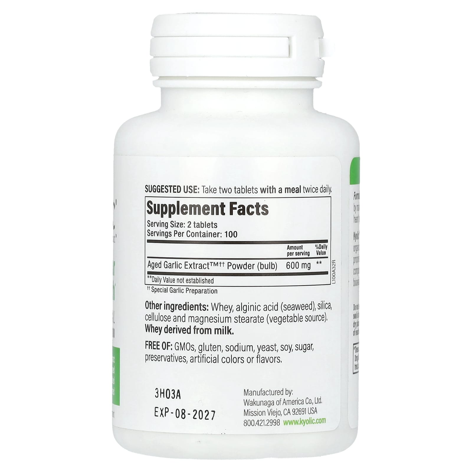 Kyolic, Aged Garlic Extract, Cardiovascular, Original Formula 100, 200 Tablets (300 mg per Tablet)