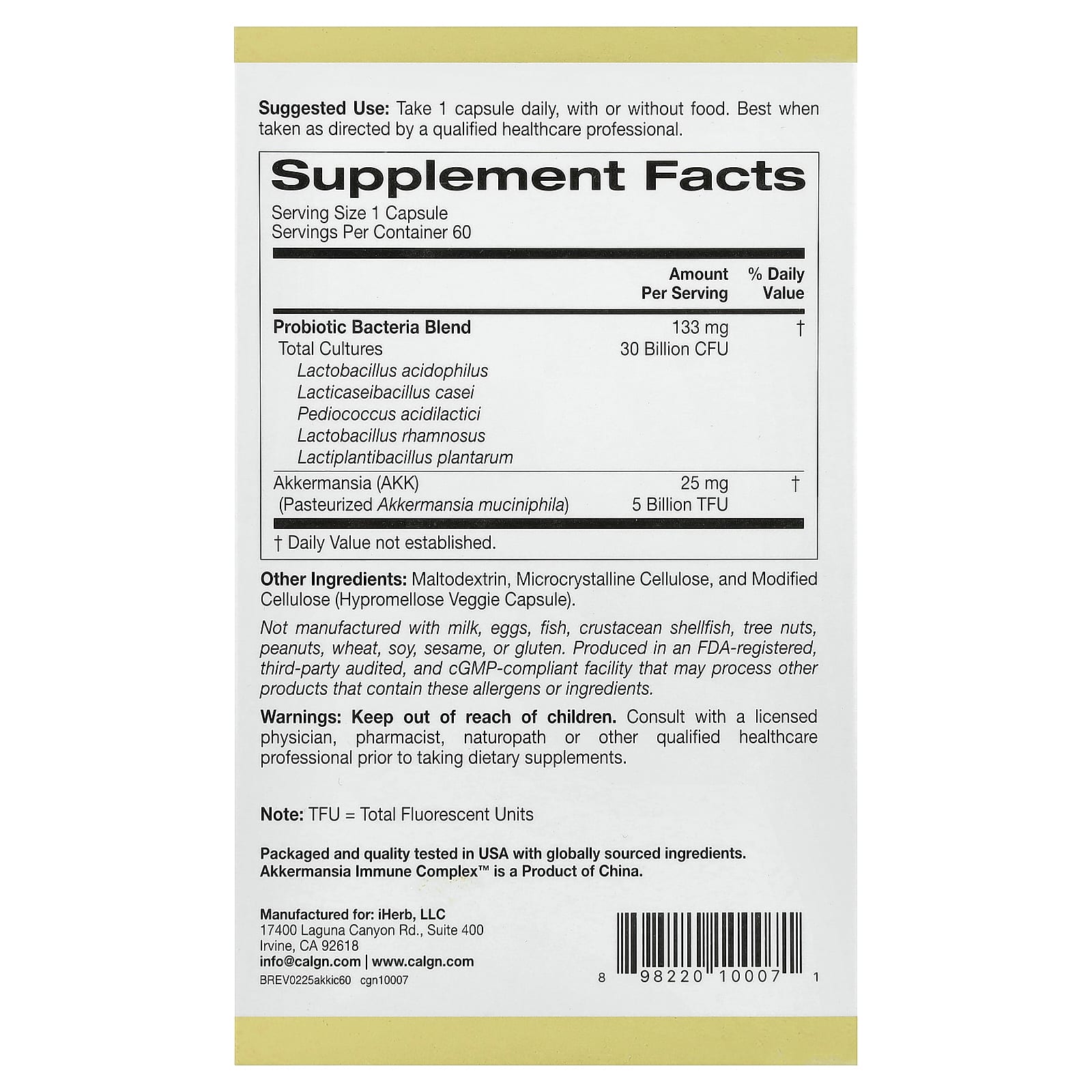 California Gold Nutrition, Akkermansia + Probiotics Immune Complex, 60 Veggie Capsules