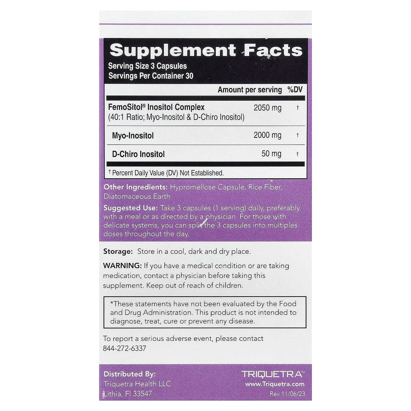 Triquetra Health, Femositol®, Inositol Complex, 90 Capsules