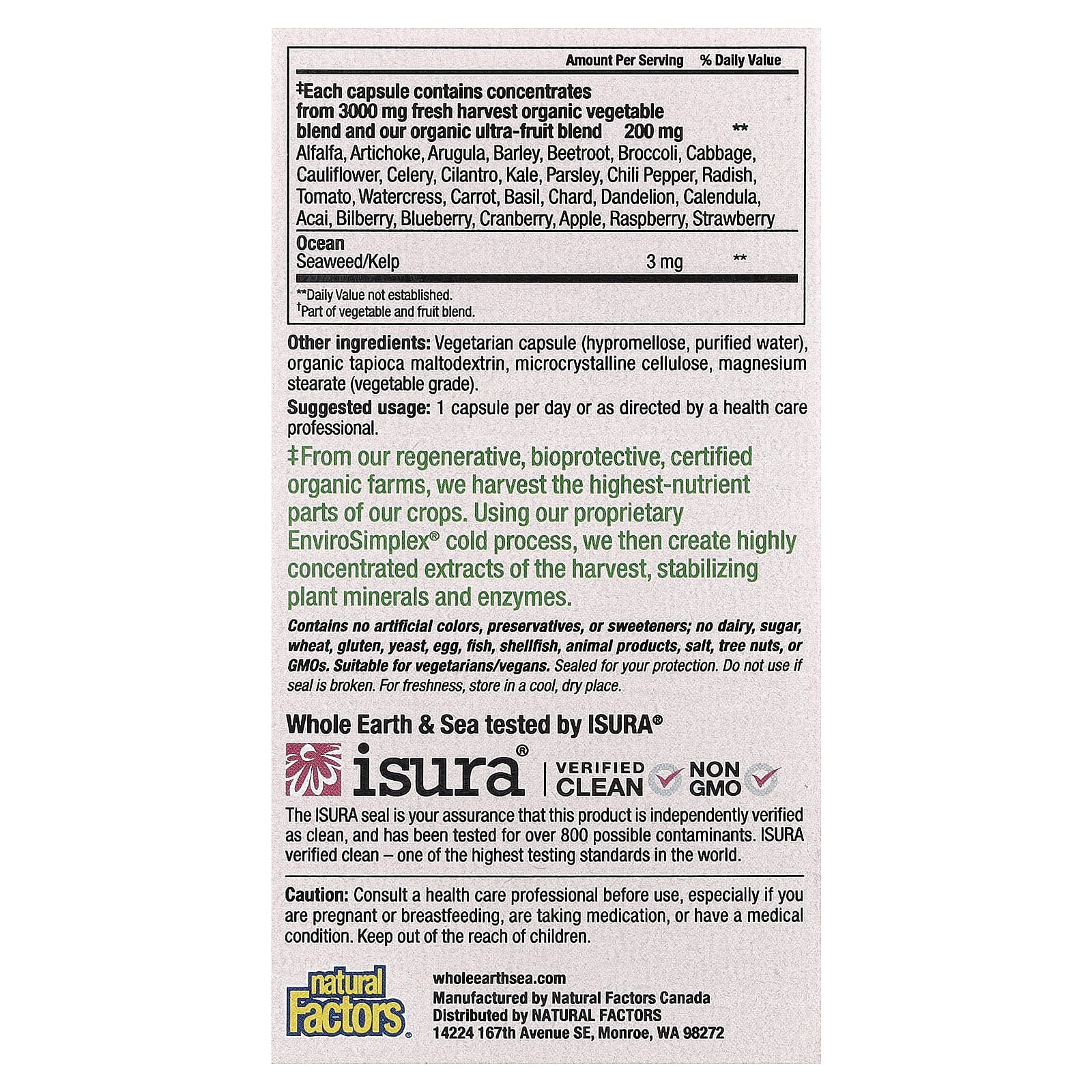 Natural Factors, Whole Earth & Sea®, Women's 50+ Multi, 60 Vegetarian Capsules