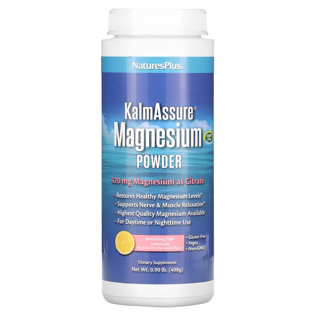NaturesPlus, Kalmassure Magnesium Powder, Refreshing Pink Lemonade, 0.9 lb (408 g)