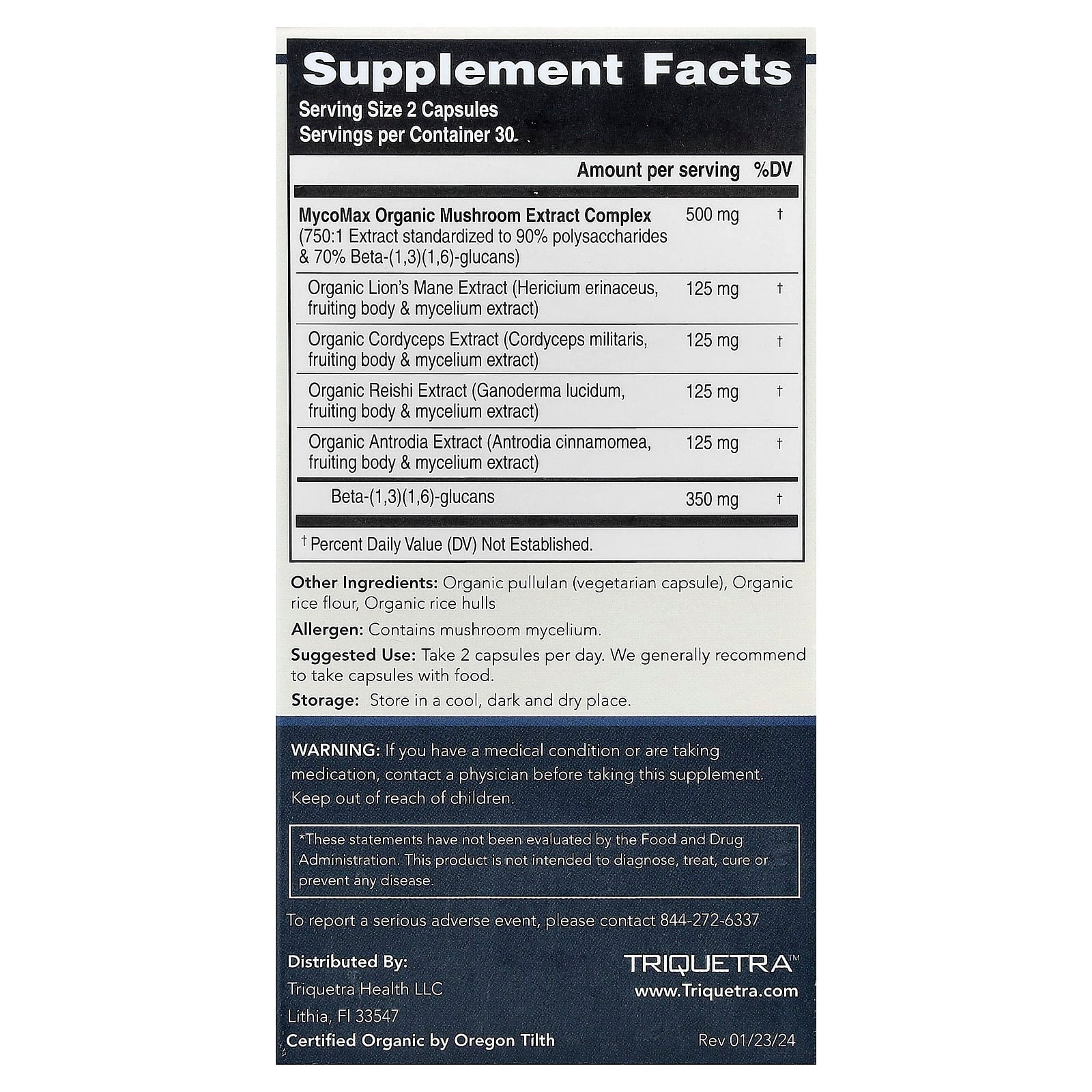 Triquetra Health, MycoMax®, Mushroom Extract Complex, Maximum Strength, 60 Capsules