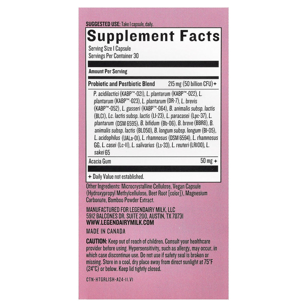 Legendairy Milk, Hot Girl Ish™, Prebiotic, Probiotic, Postbiotic, 50 Billion CFU, 30 Vegan Capsules
