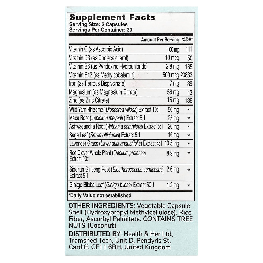 Health and Her, Perimenopause, Multi-Nutrient Support, 60 Capsules