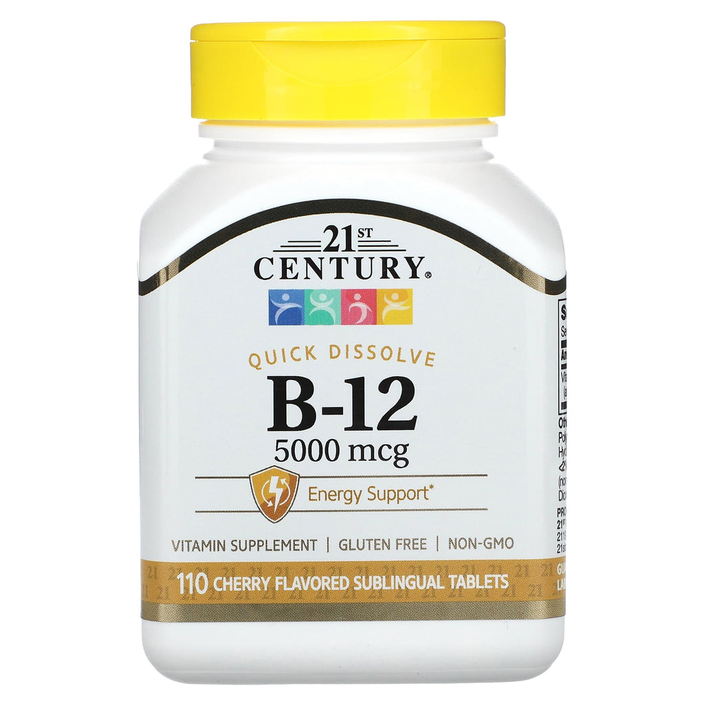 21st Century, Vitamin B-12, Cherry, 5,000 mcg, 110 Sublingual Tablets