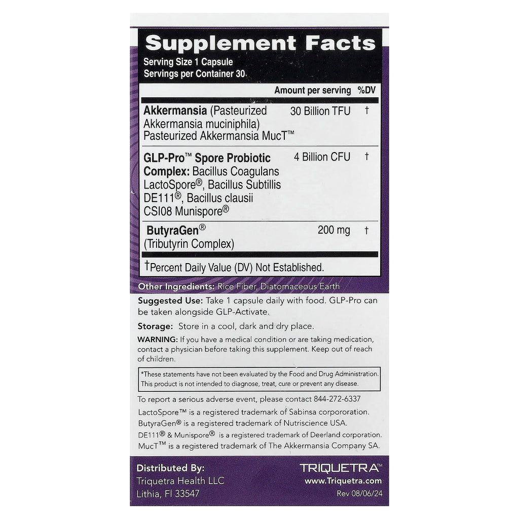 Triquetra Health, PX Therapeutics™, GLP-Pro™ GLP-1 Probiotics + Postbiotic, 30 Capsules