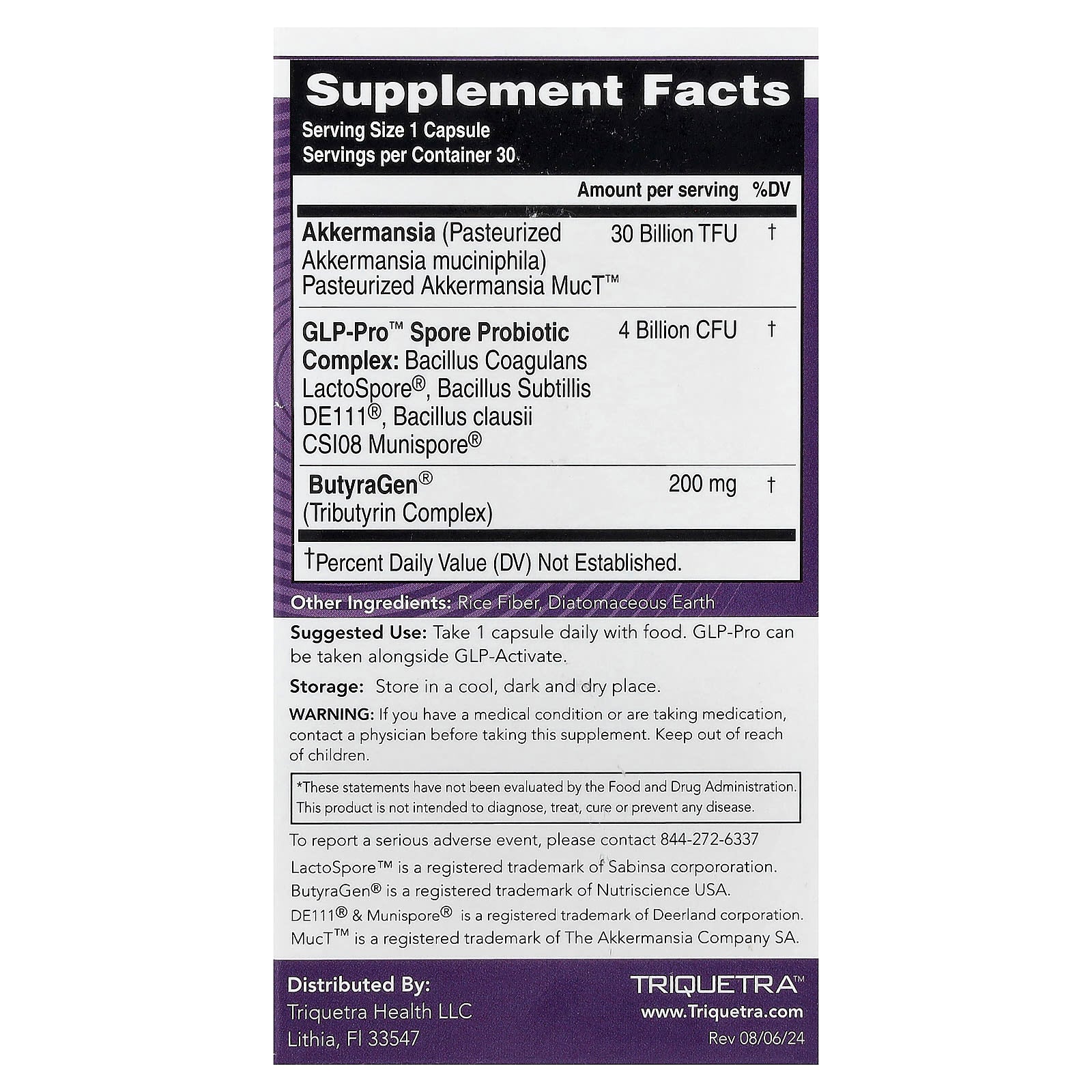 Triquetra Health, PX Therapeutics™, GLP-Pro™ GLP-1 Probiotics + Postbiotic, 30 Capsules