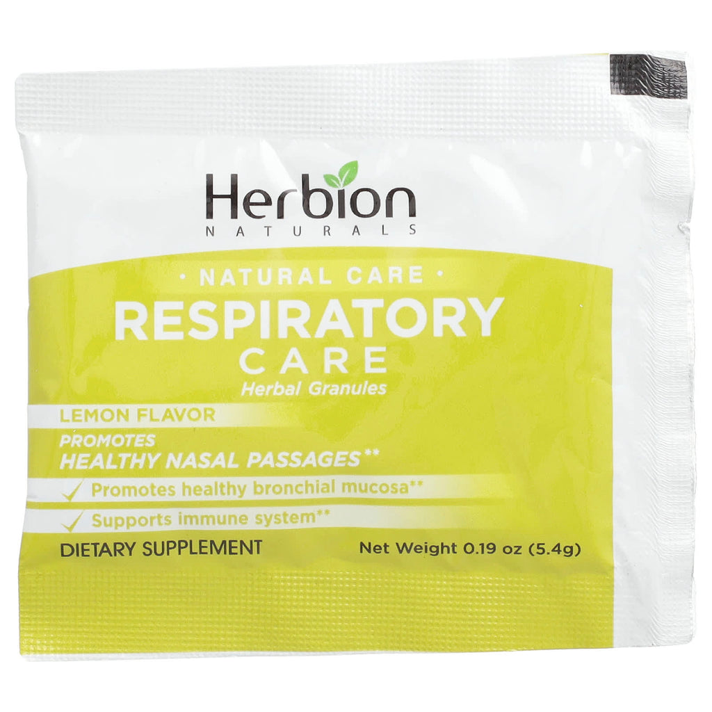 Herbion Naturals, Respiratory Care, Herbal Granules, Natural Lemon, 10 Sachets, 0.19 oz (5.4 g) Each