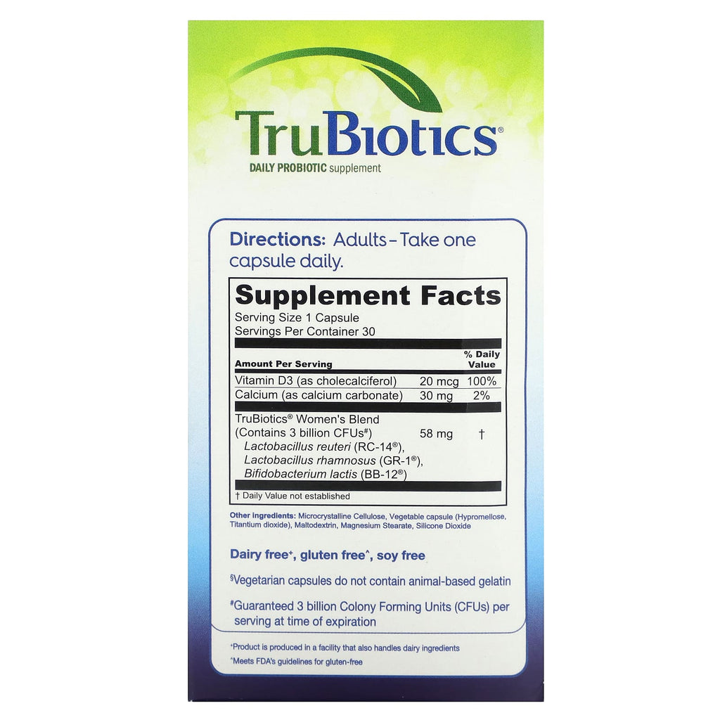 TruBiotics, Women's Digestive + Vaginal + Bone Health , 30 Vegetarian Capsules