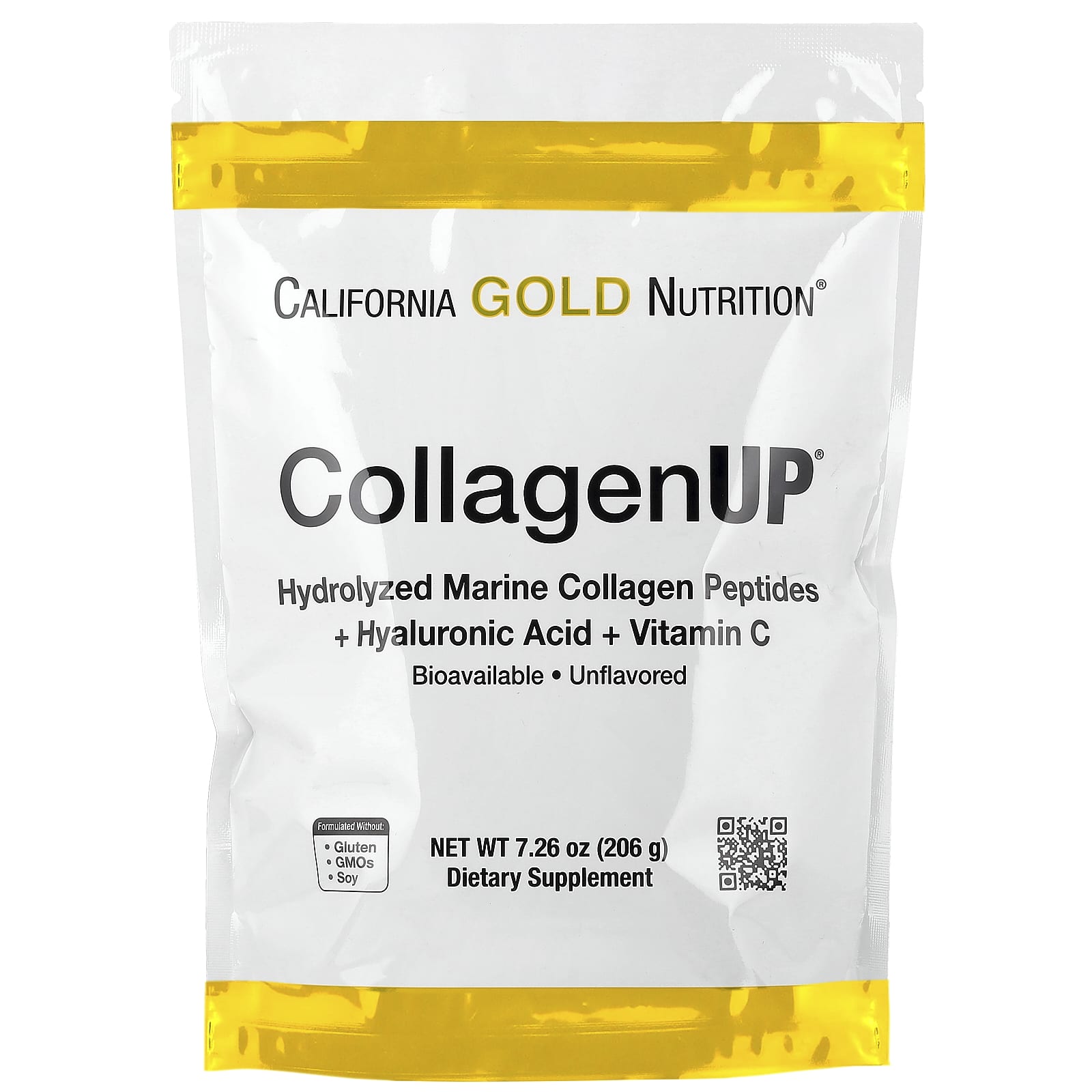 California Gold Nutrition, CollagenUP®, Hydrolyzed Marine Collagen Peptides with Hyaluronic Acid and Vitamin C, Unflavored, 7.26 oz (206 g)