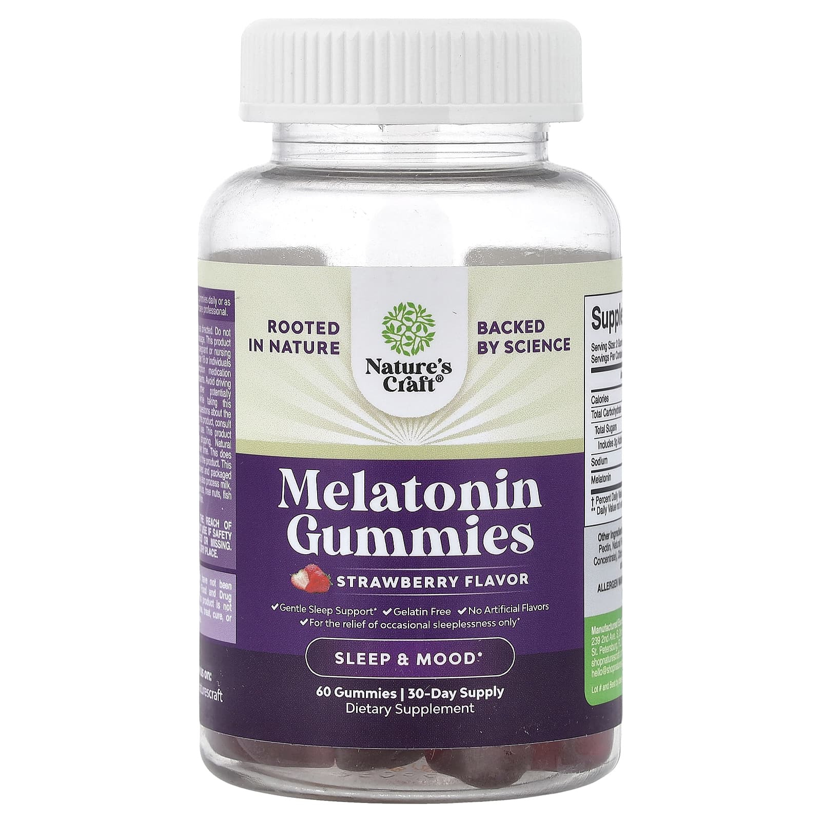 Nature's Craft, Melatonin Gummies, Strawberry, 60 Gummies