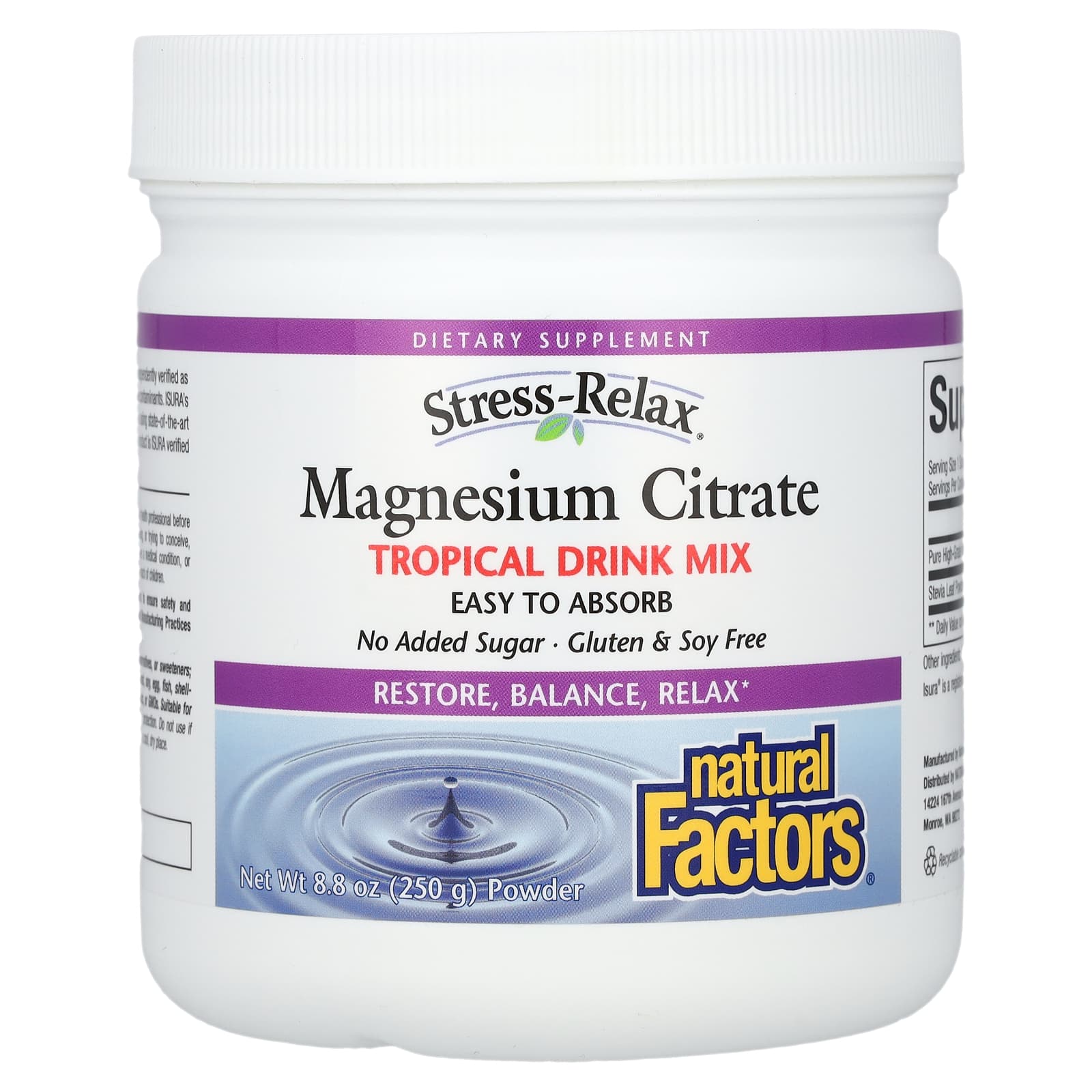 Natural Factors, Magnesium Citrate, Tropical Drink Mix, 8.8 oz (250 g)