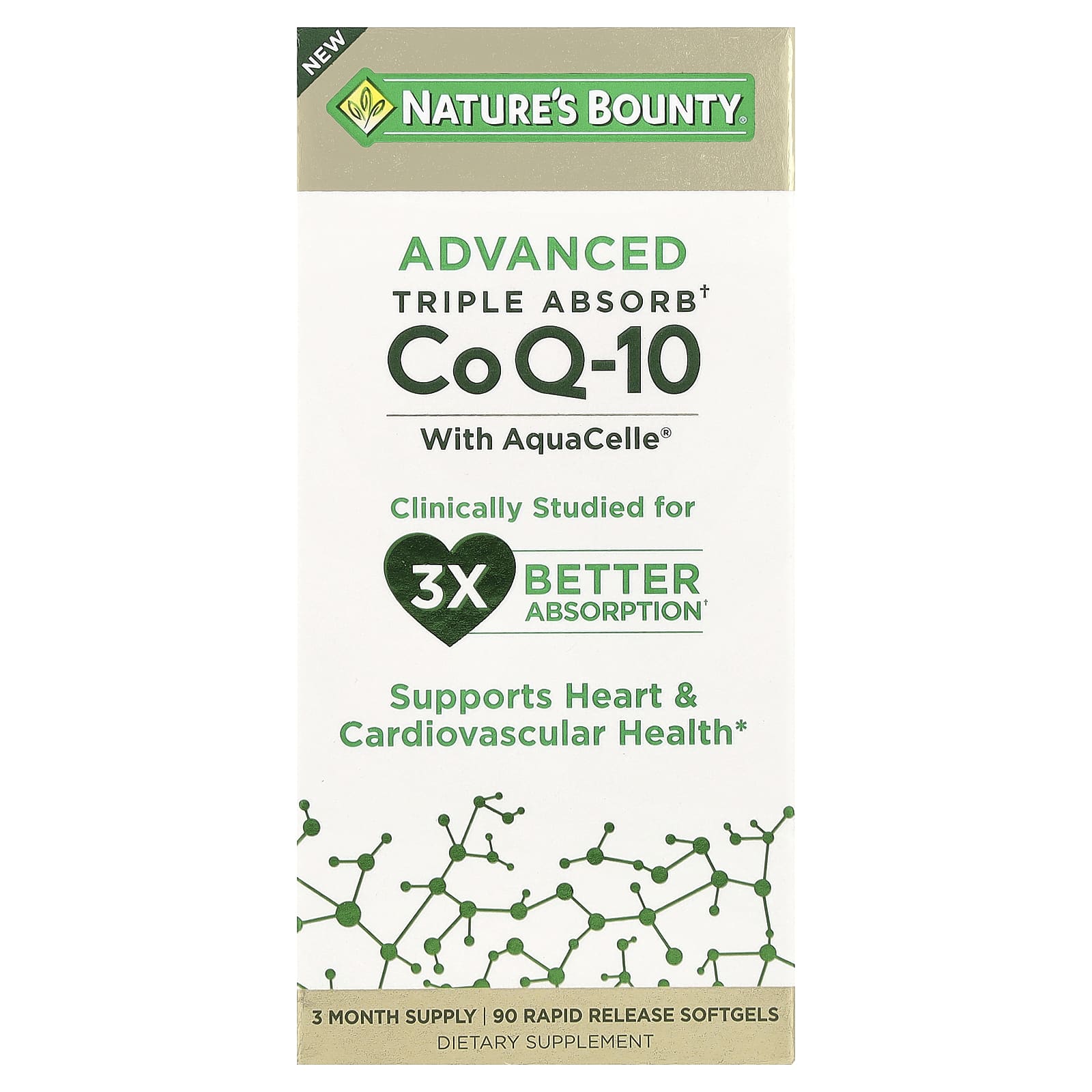 Nature's Bounty, Advanced Triple Absorb CoQ-10, 90 Rapid Release Softgels (100 mg per Softgel)