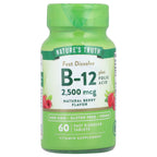 Nature's Truth, Vitamin B-12 plus Folic Acid, Natural Berry, 2,500 mcg, 60 Fast Dissolve Tablets