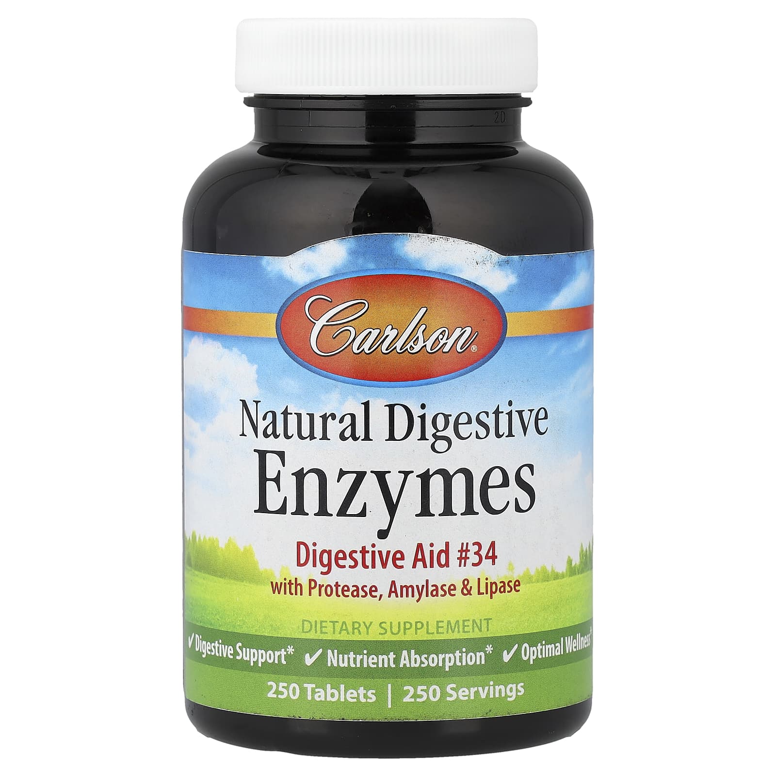 Carlson, Natural Digestive Enzymes with Protease, Amylase & Lipase, 250 Tablets