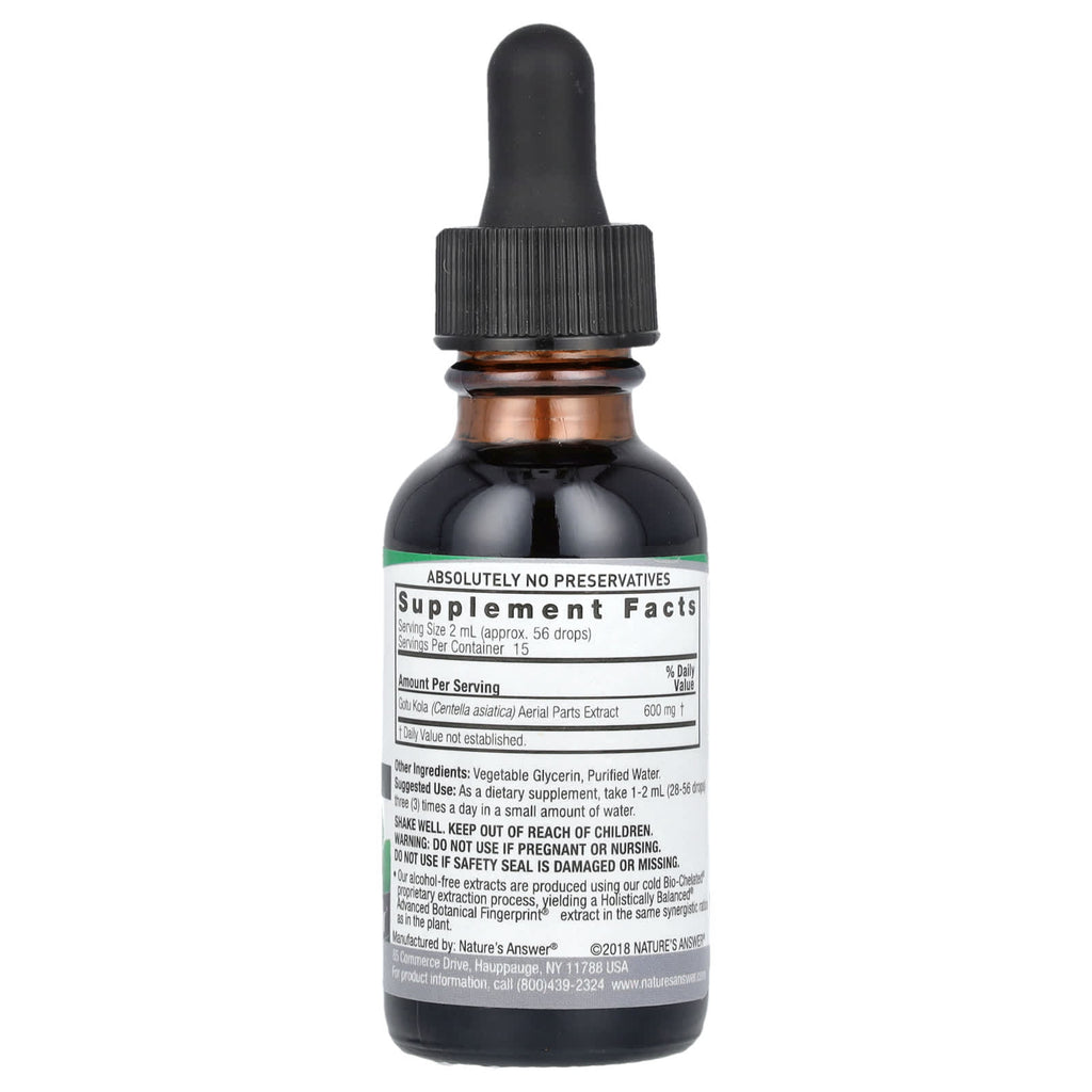 Nature's Answer, Gotu Kola Extract, Alcohol-Free, 2,000 mg, 1 fl oz (30 ml)