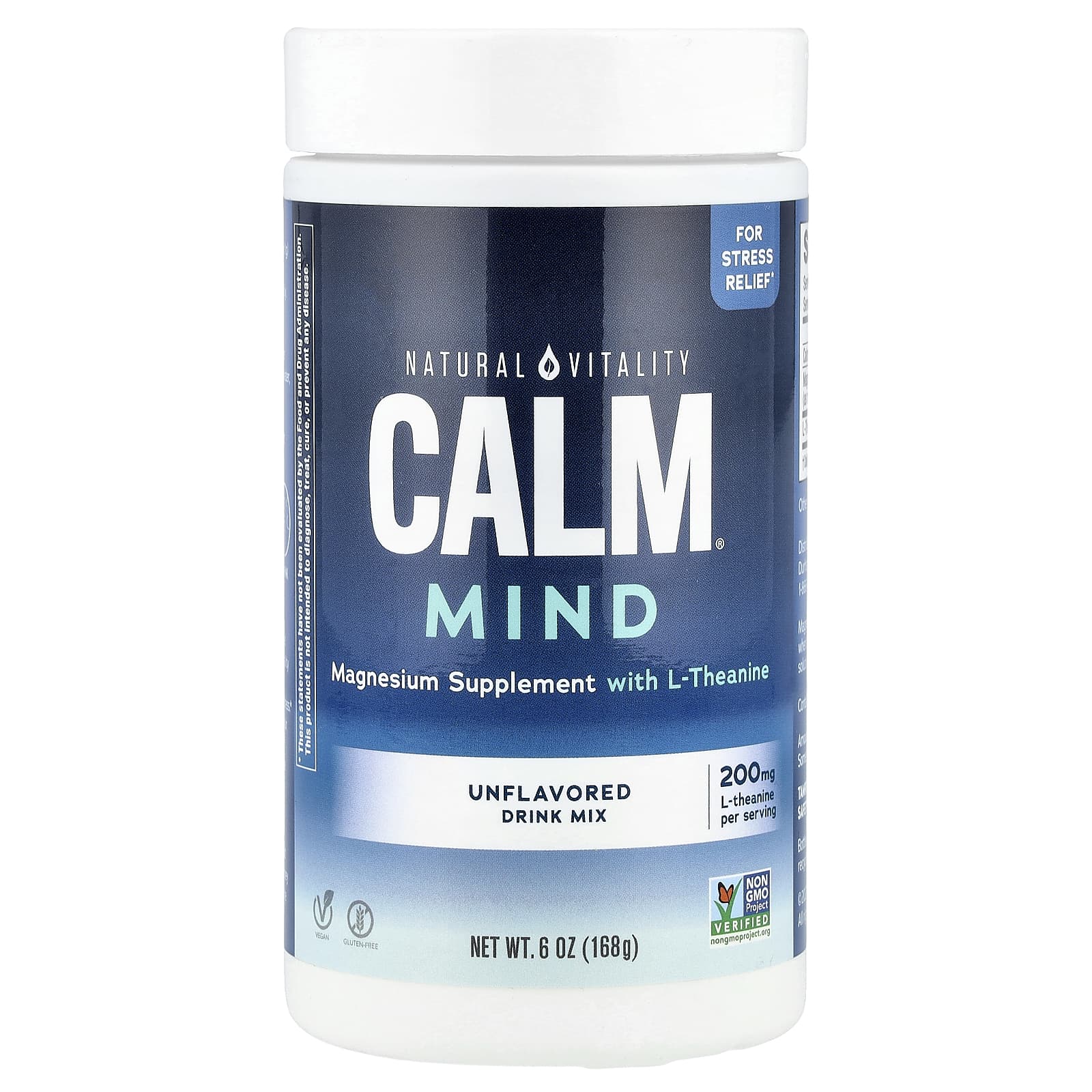 Natural Vitality, CALM® Mind, Magnesium Supplement with L-Theanine Drink Mix, Unflavored, 6 oz (168 g)