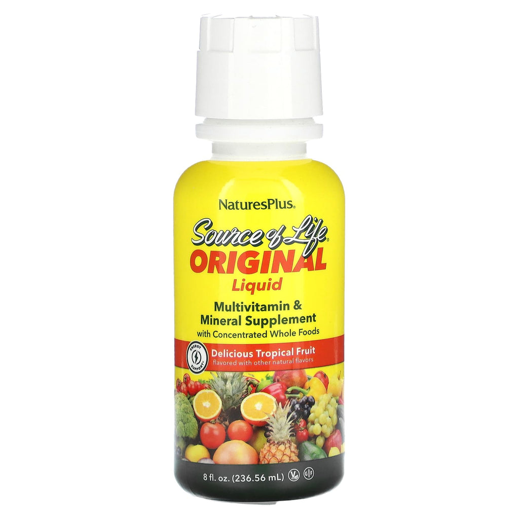 NaturesPlus, Source of Life, Original Liquid Multivitamin & Mineral Supplement, Delicious Tropical Fruit, 8 fl oz (236.56 ml)
