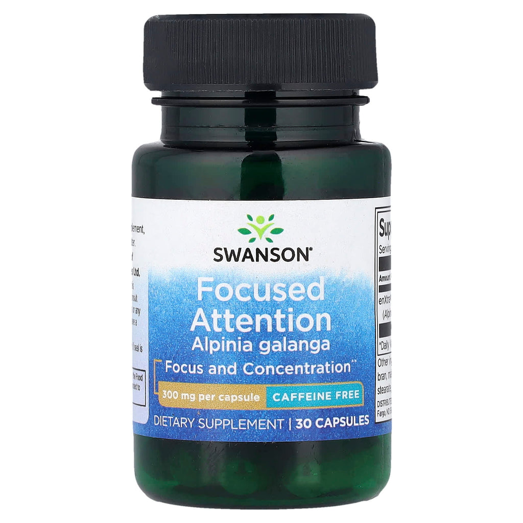 Swanson, Focused Attention Alpinia Galanga, Caffeine Free, 300 mg, 30 Capsules