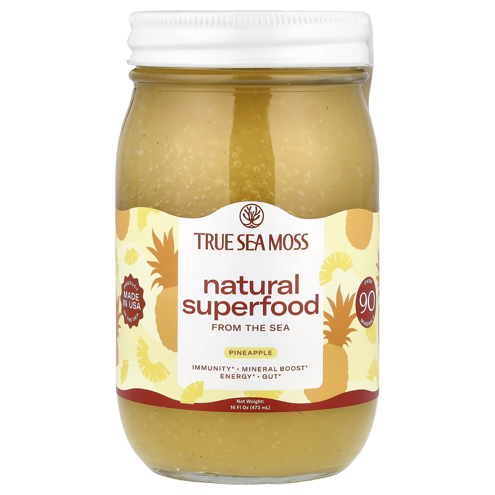 True Sea Moss, Natural Superfood From The Sea, Pineapple, 16 fl oz (473 ml)