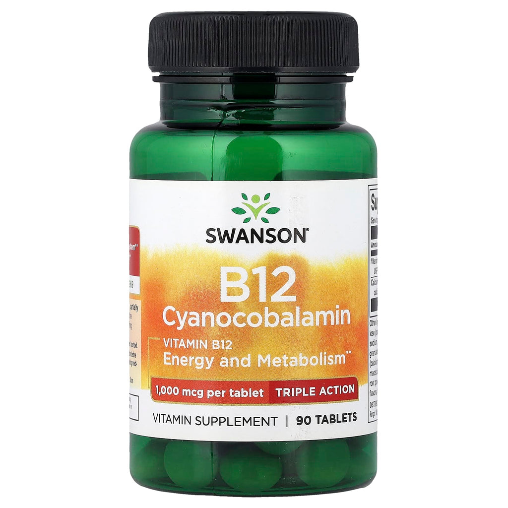 Swanson, Vitamin B12 Cyanocobalamin, Triple Action, 1,000 mcg, 90 Tablets