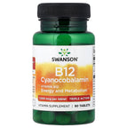 Swanson, Vitamin B12 Cyanocobalamin, Triple Action, 1,000 mcg, 90 Tablets