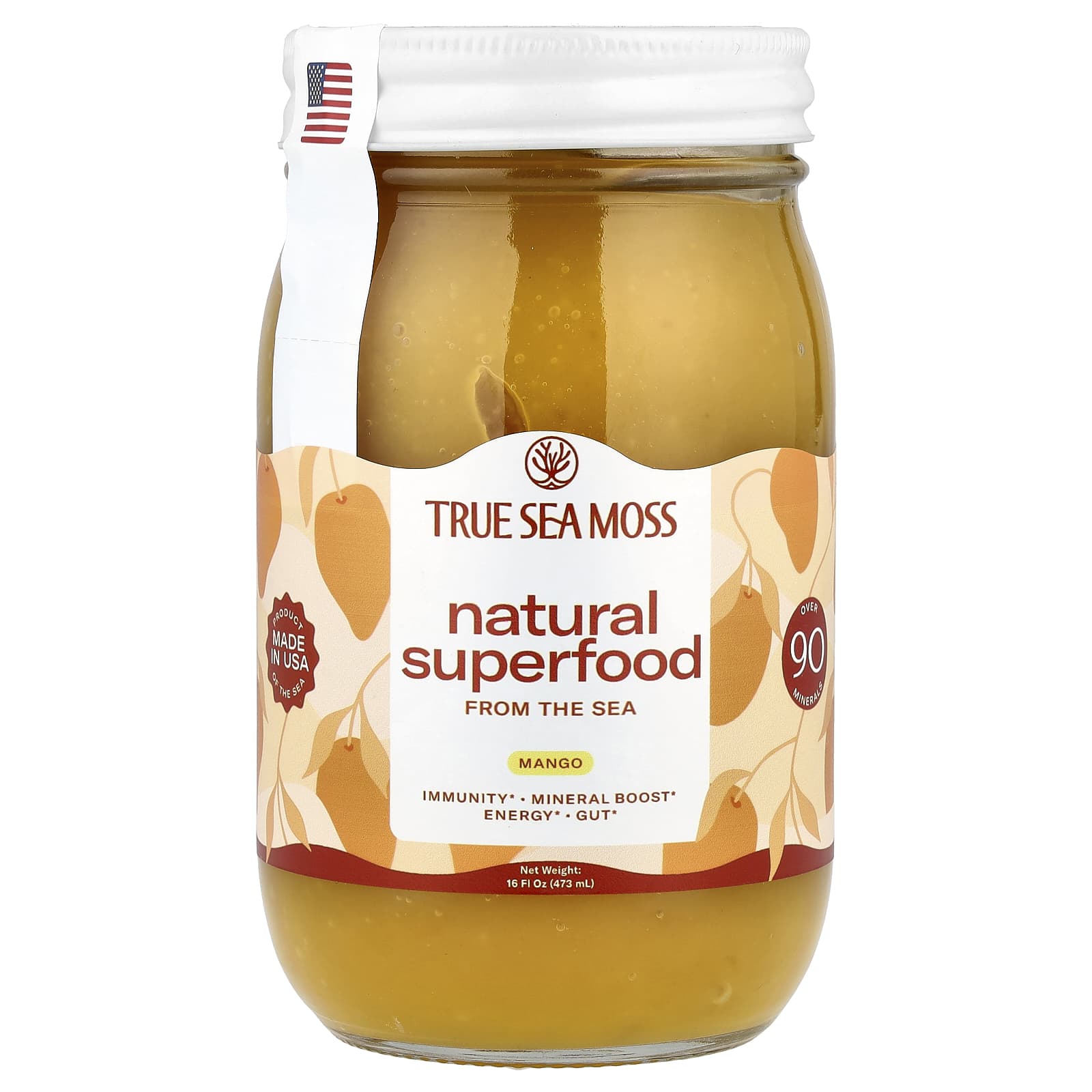 True Sea Moss, Natural Superfood From The Sea, Mango, 16 fl oz (473 ml)