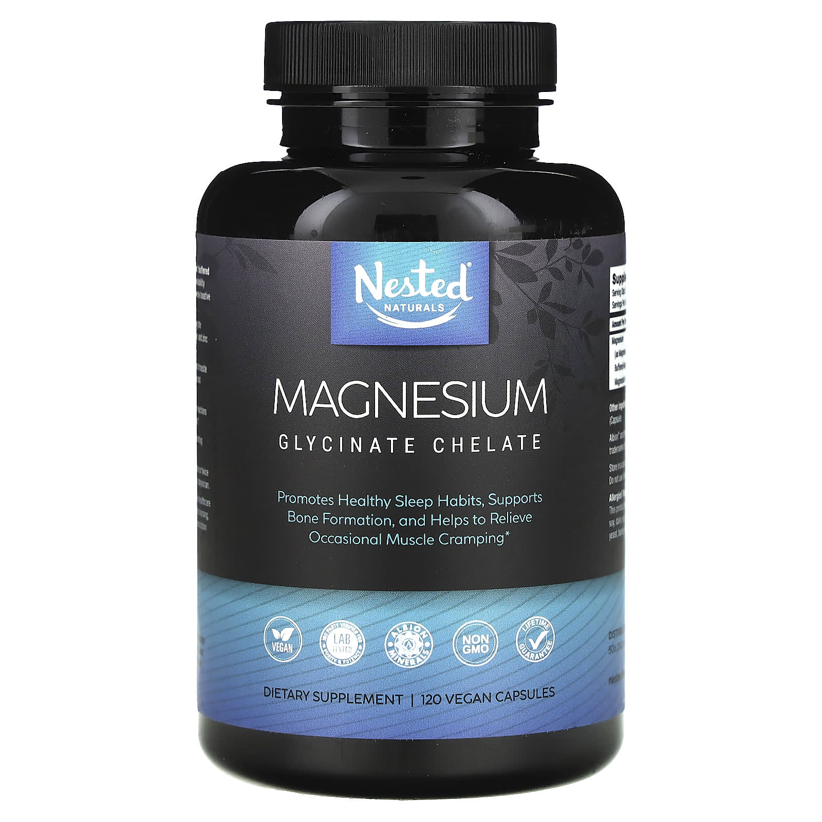 Nested Naturals, Magnesium, Glycinate Chelate, 120 Vegan Capsules (100 mg per Capsule)