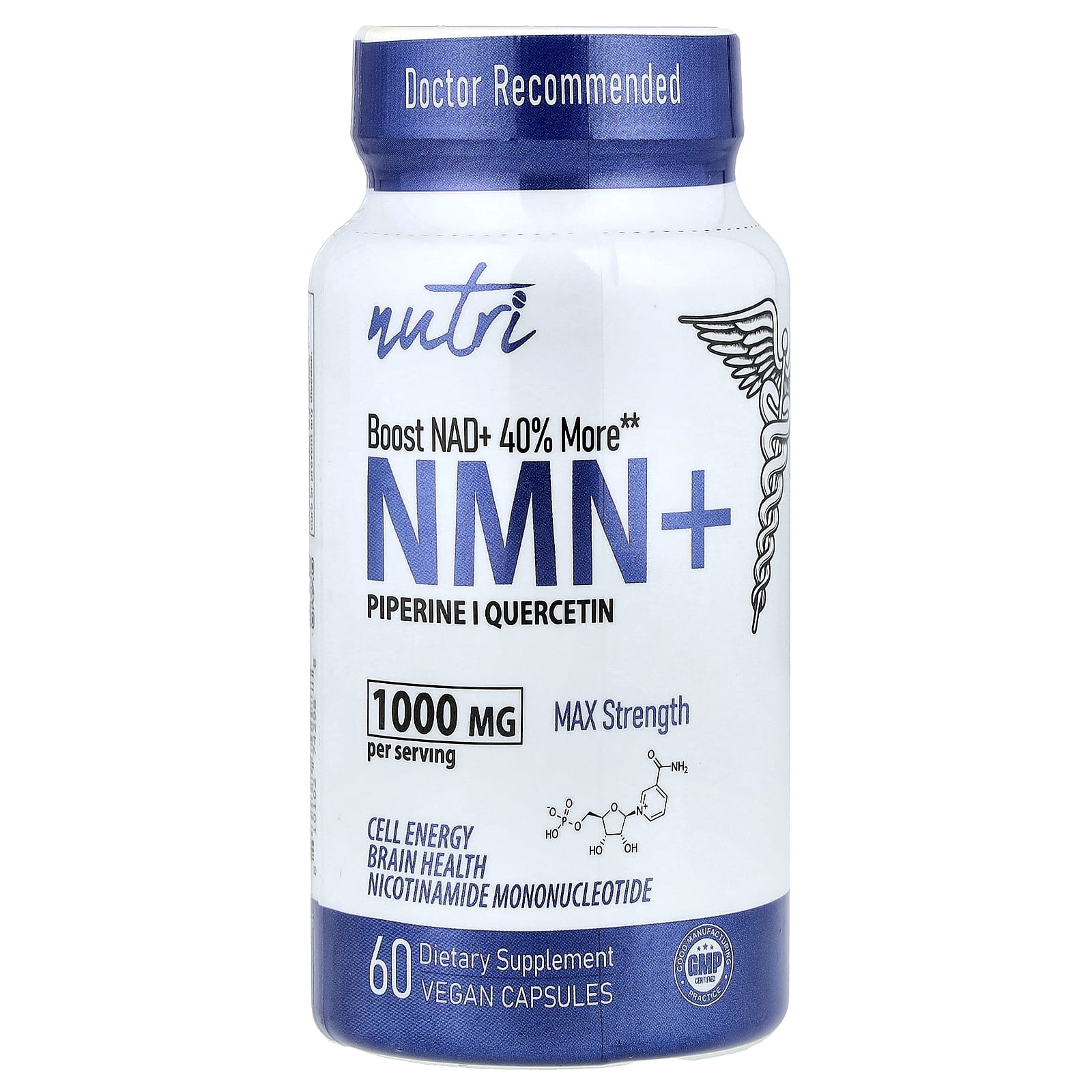 Nutri, NMN+, Max Strength, 60 Vegan Capsules