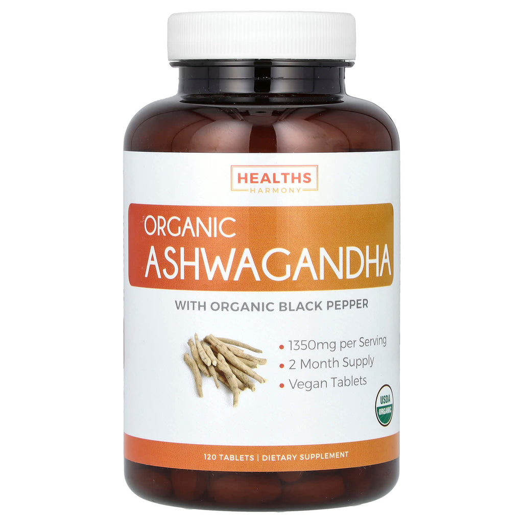 Healths Harmony, Organic Ashwagandha, 120 Tablets