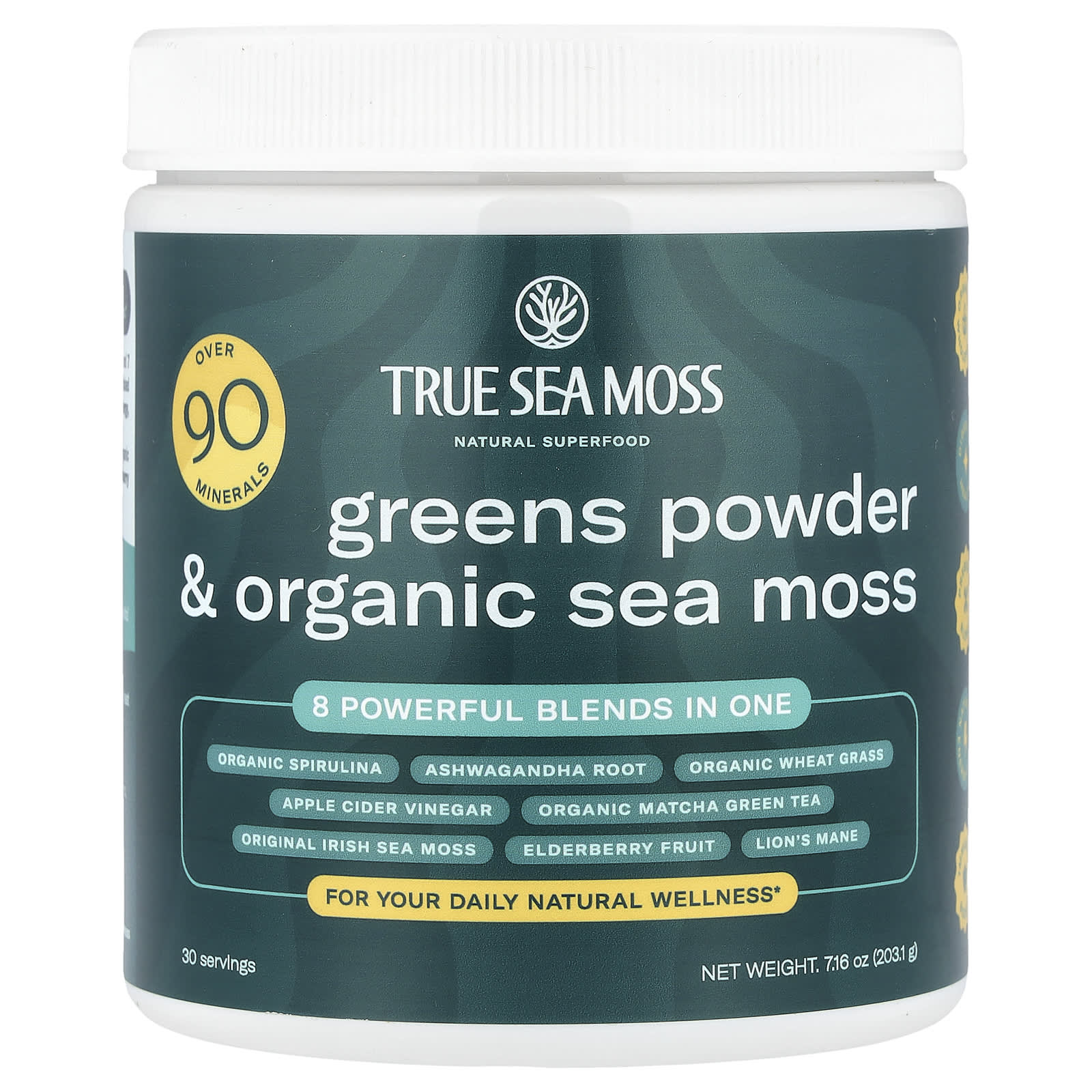True Sea Moss, Natural Superfood, Greens Powder & Organic Sea Moss, 7.16 oz (203.1 g)