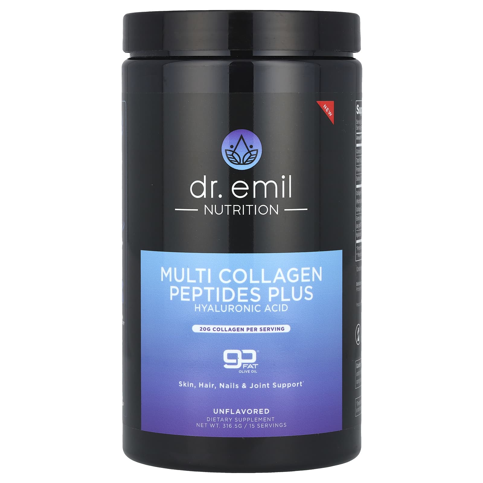 Dr. Emil Nutrition, Multi Collagen Peptides Plus Hyaluronic Acid, Unflavored, 316.5 g