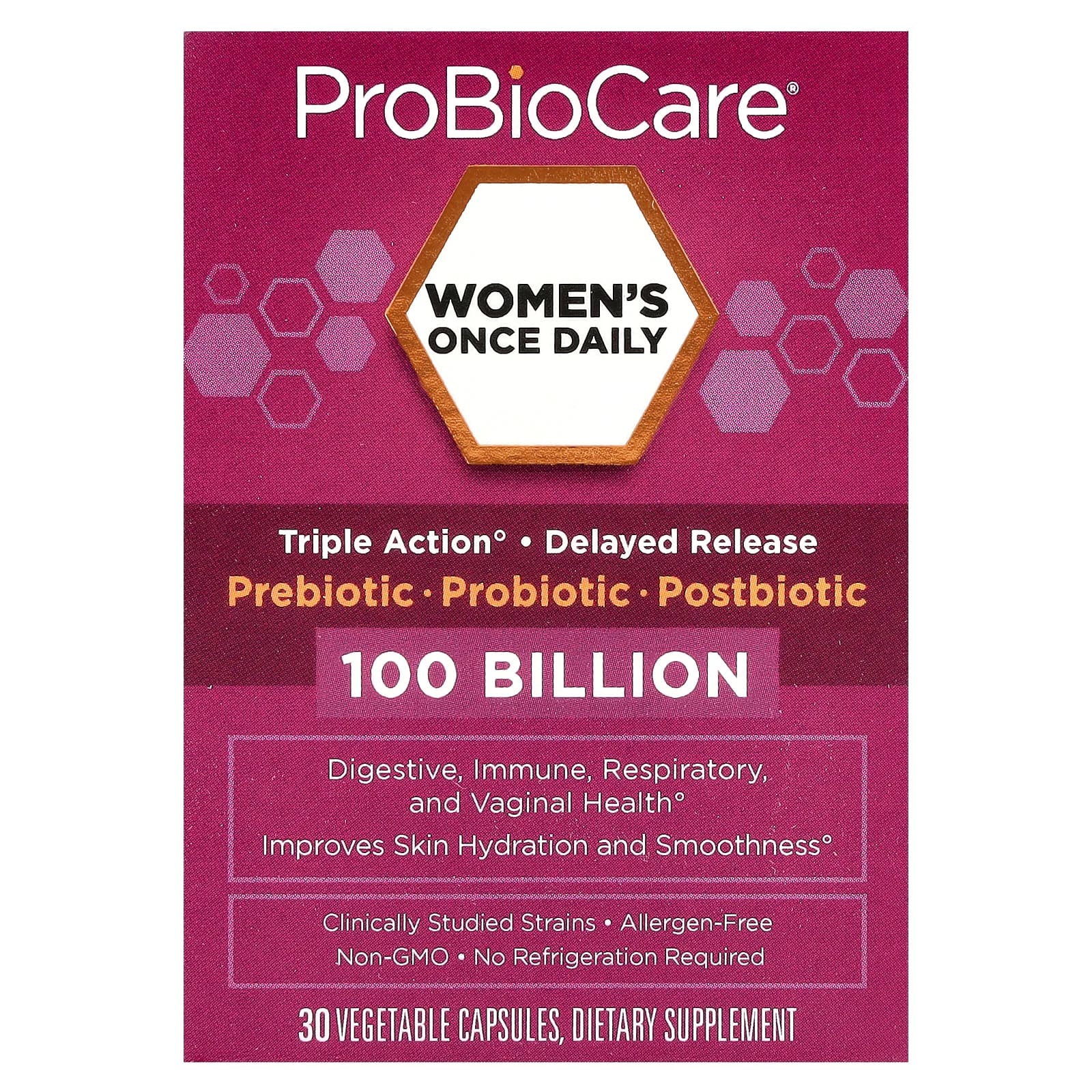 ProBioCare, Women's Once Daily Probiotic, 100 Billion, 30 Vegetable Capsules