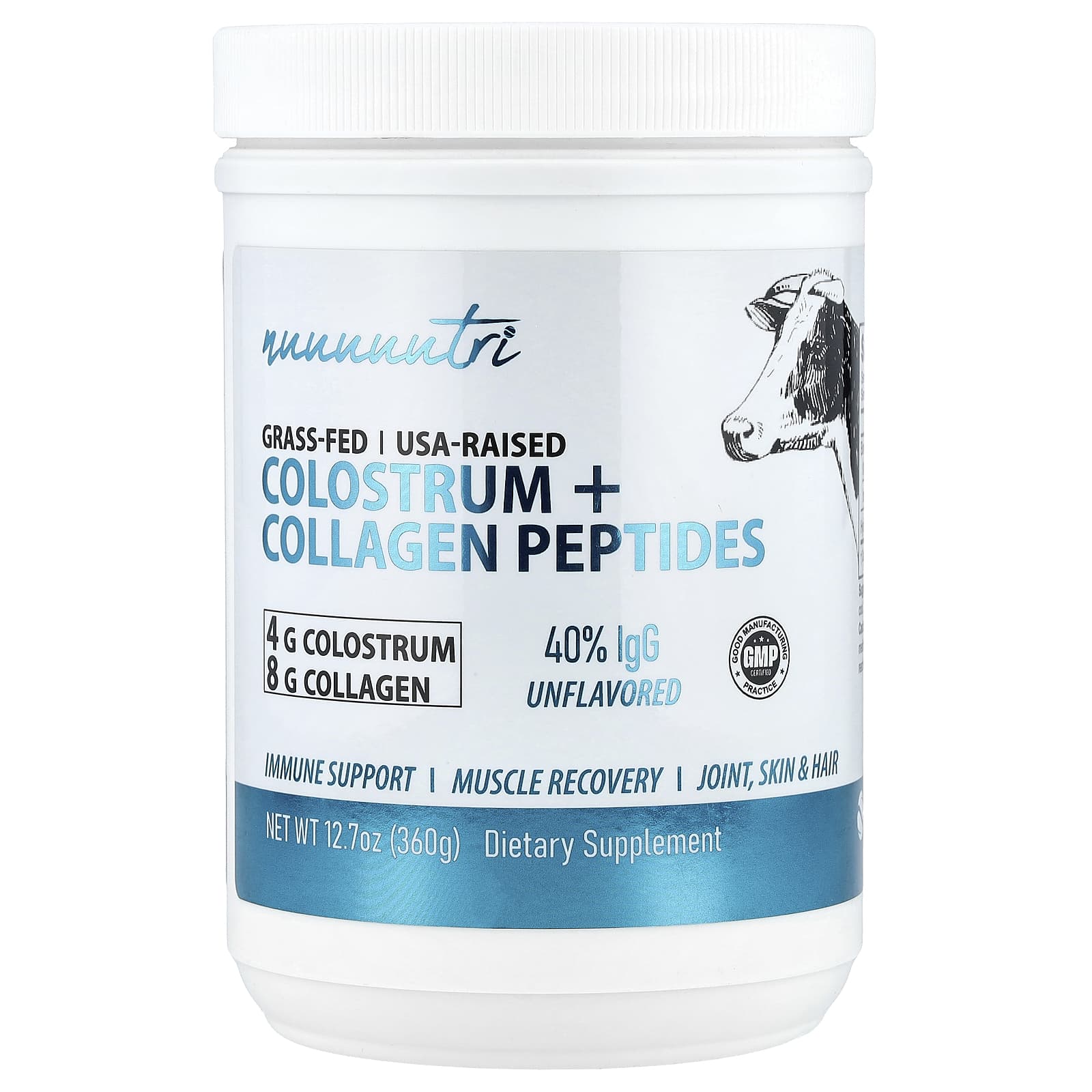 Nutri, Colostrum + Collagen Peptides, Unflavored, 12.7 oz (360 g)