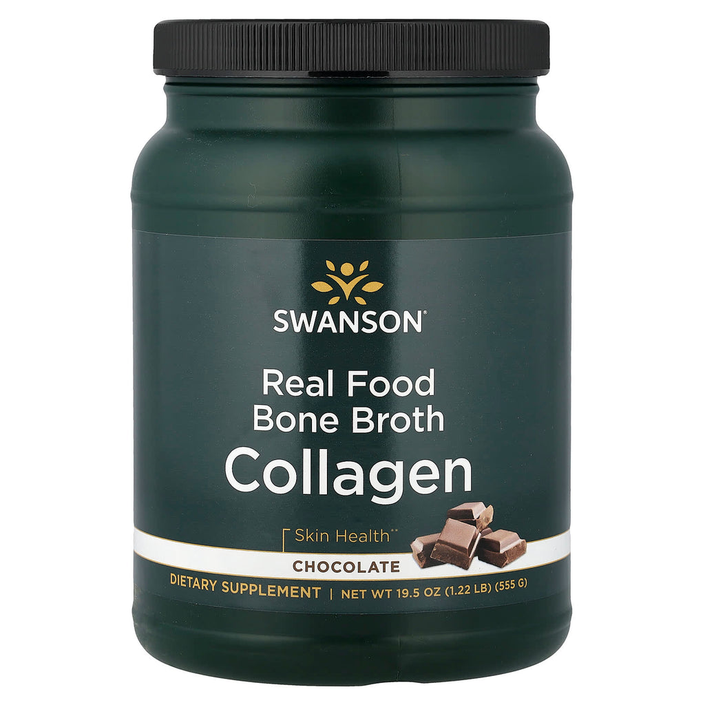 Swanson, Real Food Bone Broth Collagen, Chocolate, 1.22 lb (555 g)
