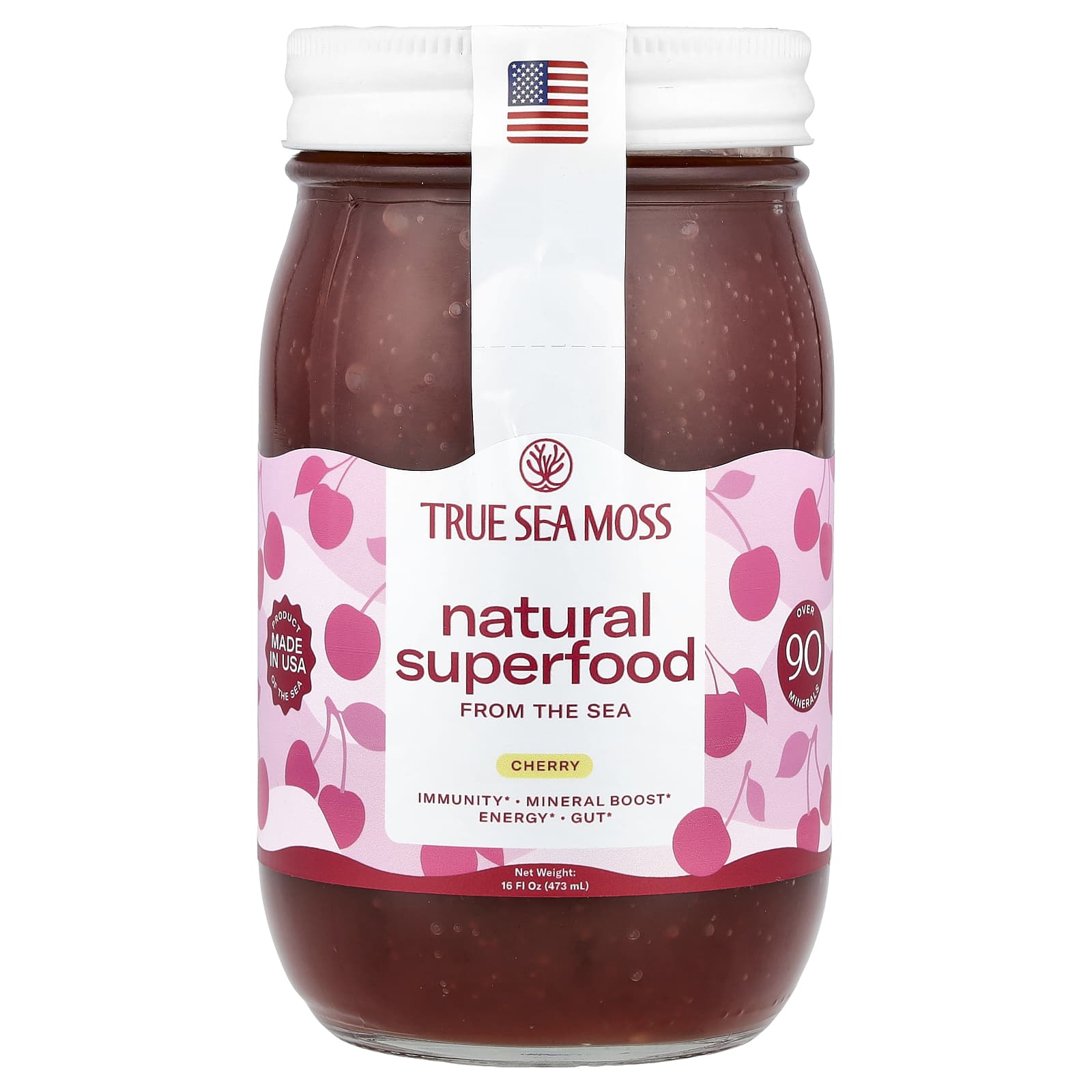 True Sea Moss, Natural Superfood From the Sea, Cherry, 16 fl oz (473 ml)