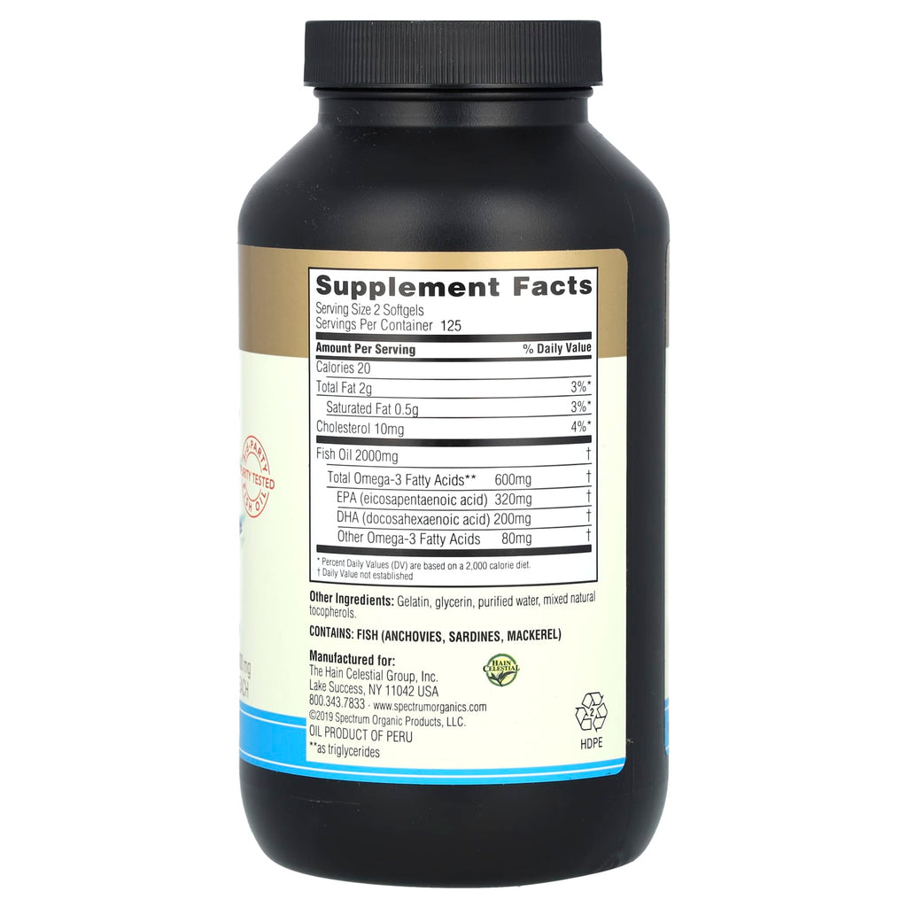 Spectrum Essentials, Fish Oil, Omega-3, 250 Softgels (500 mg per Softgel)