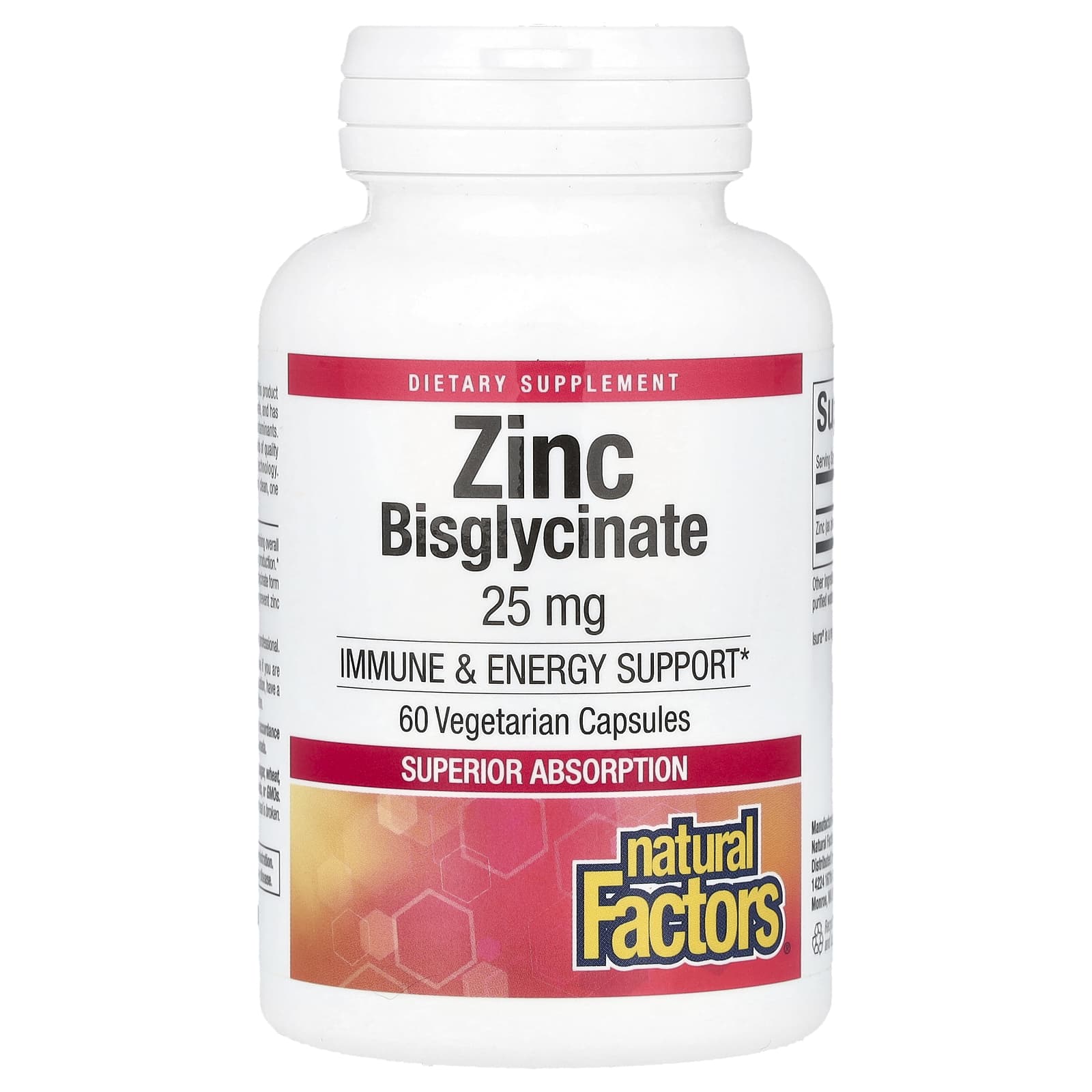 Natural Factors, Zinc Bisglycinate, 25 mg , 60 Vegetarian Capsules
