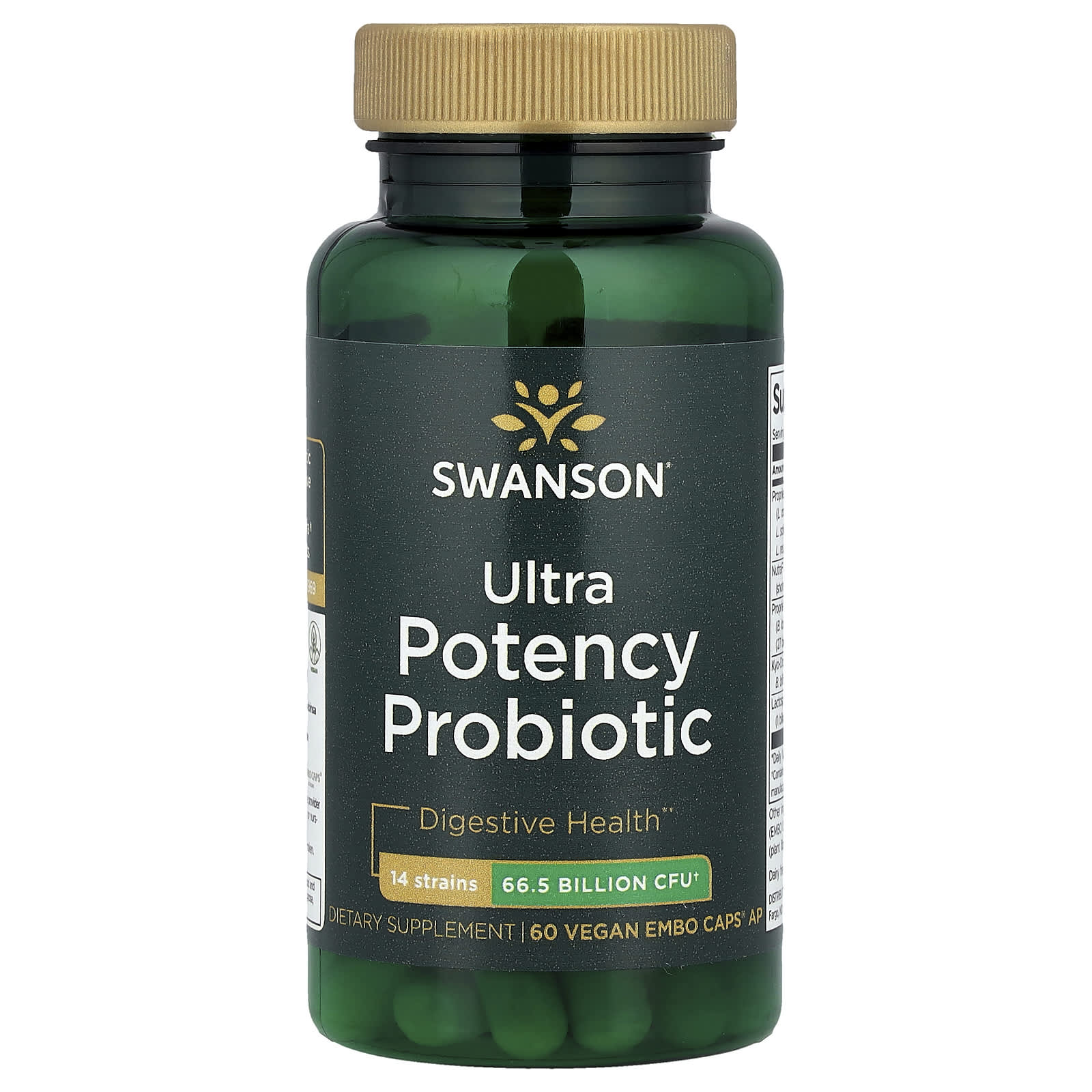 Swanson, Ultra Potency Probiotic, 66.5 Billion CFU, 60 Vegan EMBO Caps® AP