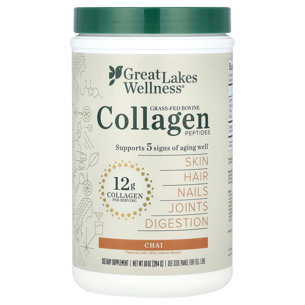 Great Lakes Wellness, Grass-Fed Bovine Collagen Peptides, Chai, 10 oz (284 g)