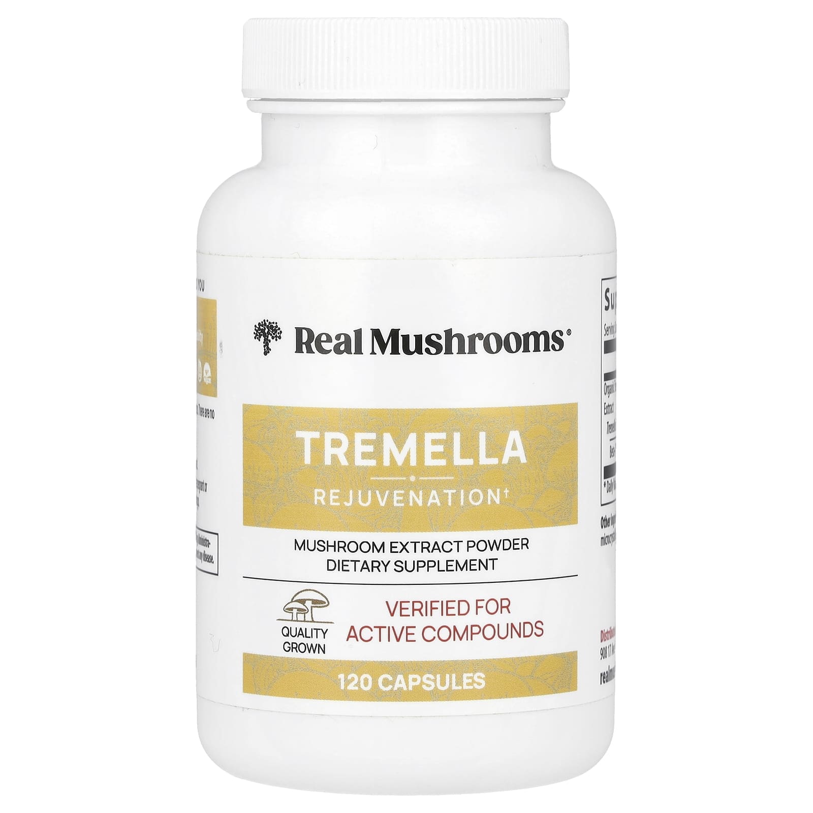 Real Mushrooms, Tremella, Mushroom Extract Powder, 120 Capsules