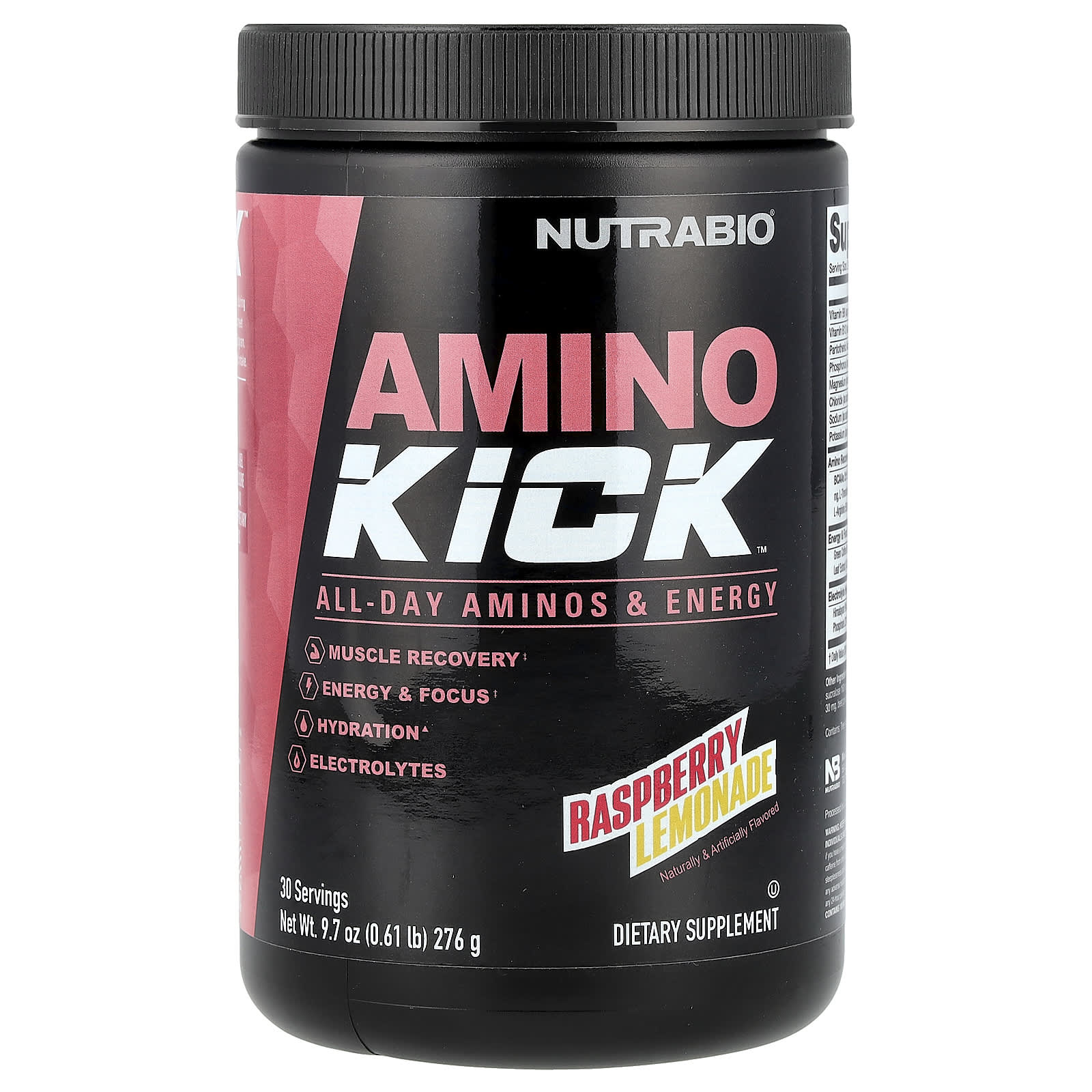 NutraBio, Amino Kick™, Raspberry Lemonade, 9.7 oz (276 g)