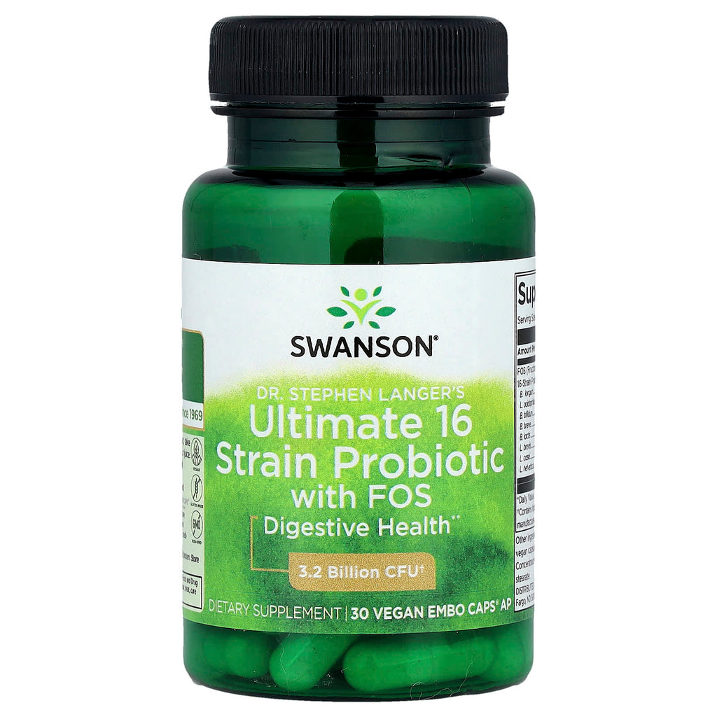 Swanson, Dr. Stephen Langer's Ultimate 16 Strain Probiotic with FOS, 30 Vegan EMBO Caps® AP