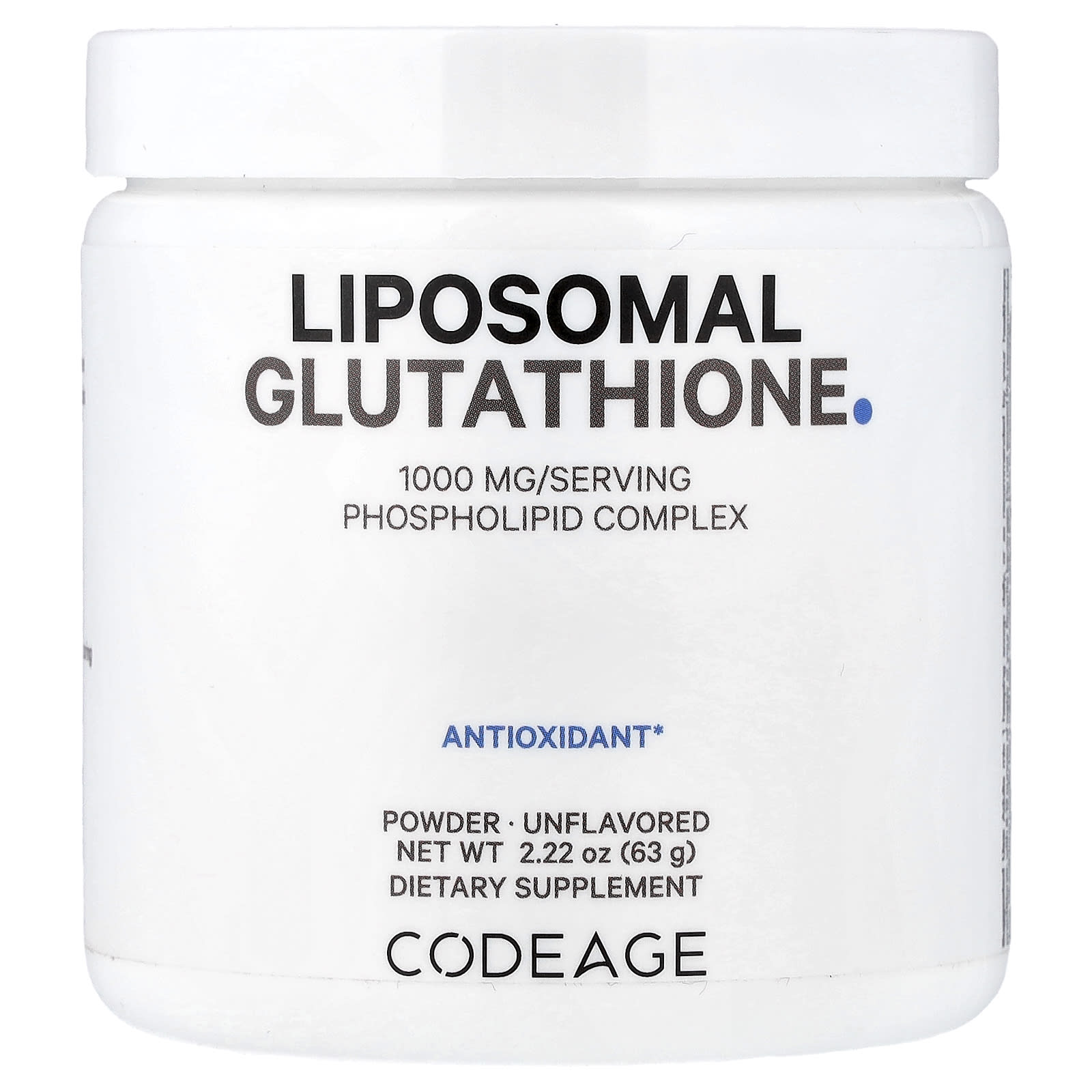 Codeage, Liposomal Glutathione Powder, Unflavored, 2.22 oz (63 g)