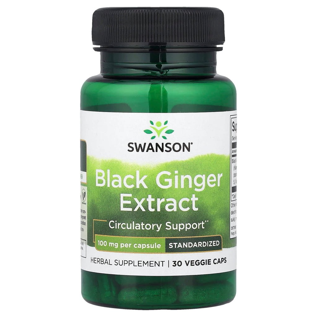 Swanson, Black Ginger Extract, 100 mg, 30 Veggie Caps