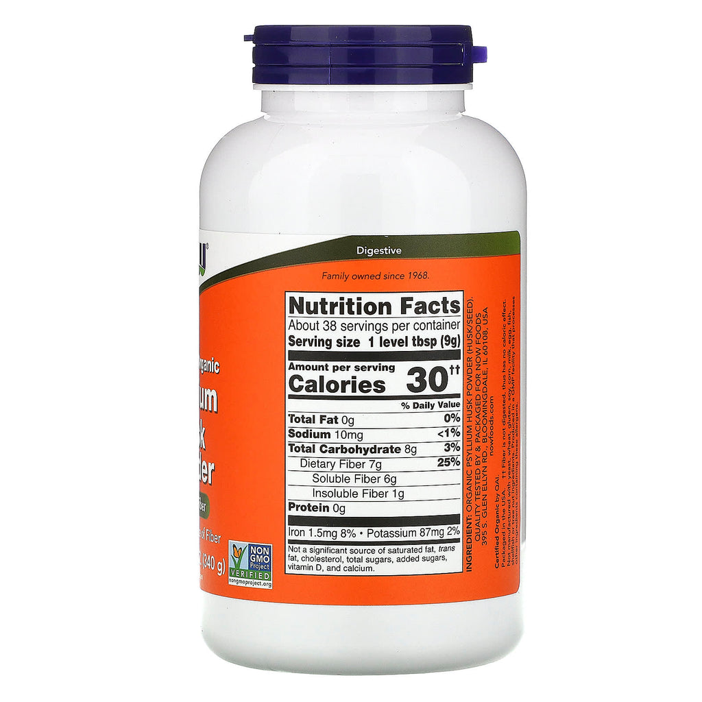 NOW Foods, Certified Organic, Psyllium Husk Powder, 12 oz (340 g)